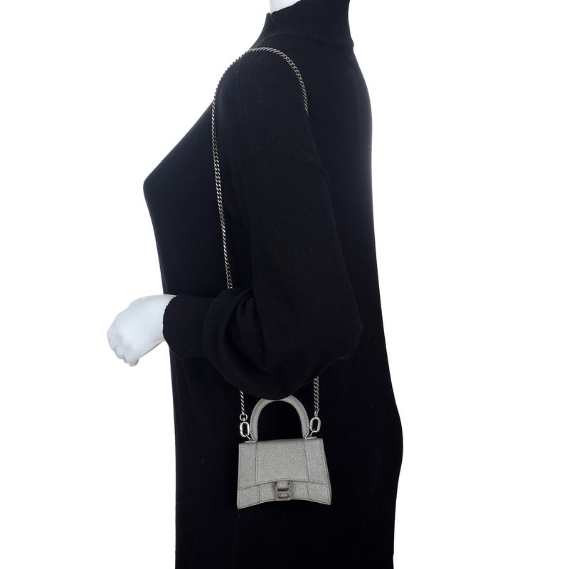 Bolsa-Balenciaga-Mini-Hourglass-Prateada-