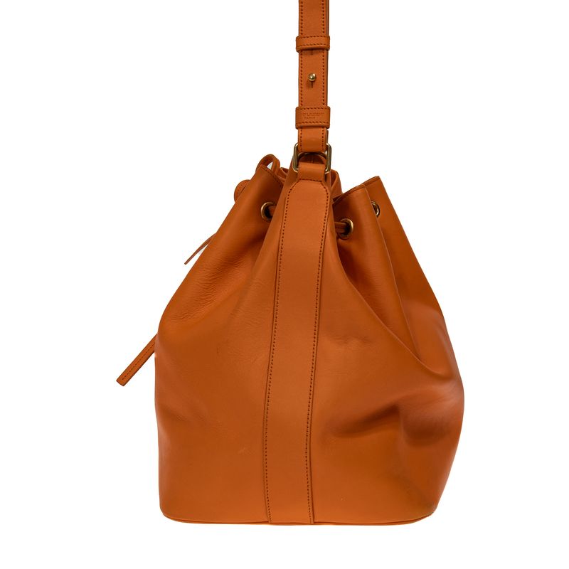 Bolsa-Saint-Laurent-Emmanuelle-Bucket-Couro-Laranja