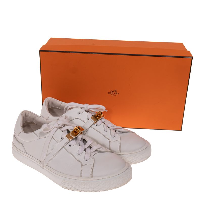 Tenis-Hermes-Day-Branco-Ferragem-Dourada