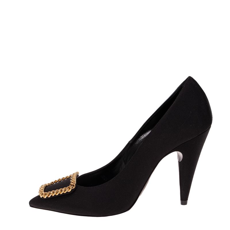 Scarpin-Saint-Laurent-Corrente-Tecido-Preto