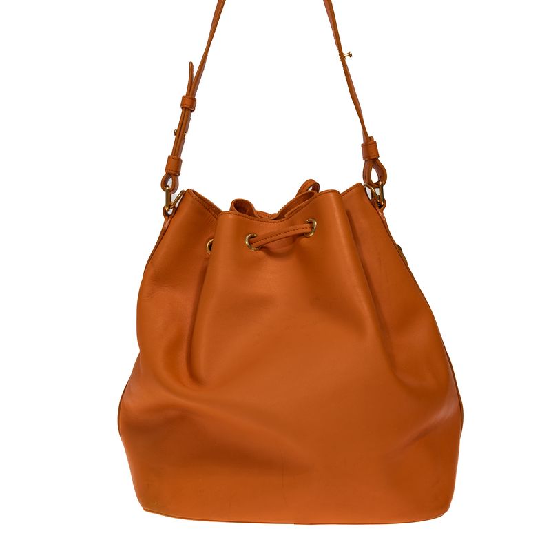 Bolsa-Saint-Laurent-Emmanuelle-Bucket-Couro-Laranja