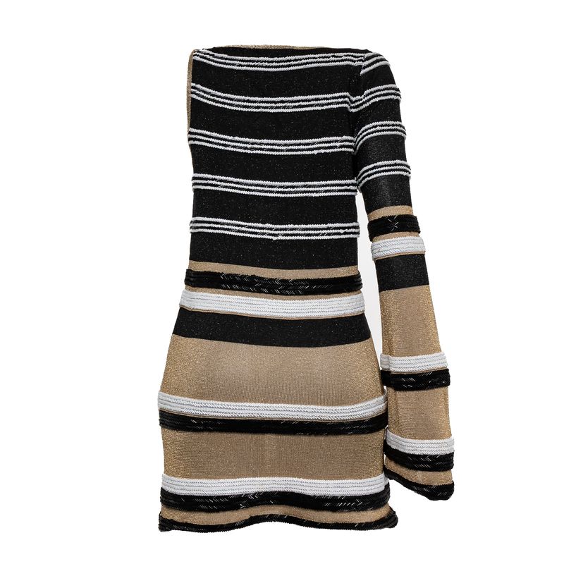 Vestido-NK-Trico-Bordado-Dourado-Preto-e-Branco