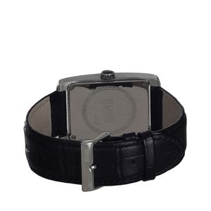 Relógio Hugo Boss Retangula Prateado Pulseira de Couro