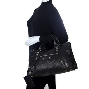 Bolsa Balenciaga Motocross Couro Preta