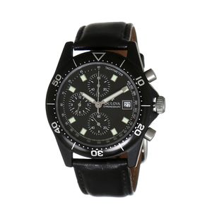 Relógio Bulova Redondo Preto Pulseira de Couro