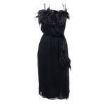 Vestido-Prada-Plumas-Seda-Preto