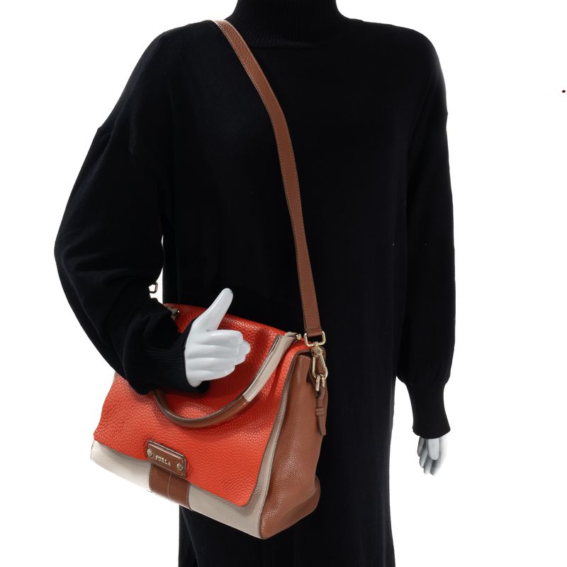 Bolsa-Furla-Creme-e-Laranja