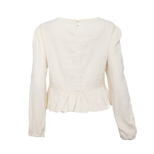 Camisa Cris Barros Creme Ponto Cruz Gatos