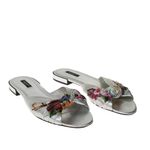 Rasteira-Dolce---Gabbana-Couro-Prateada-Floral