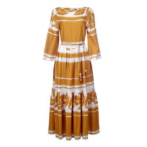 Vestido Allmost Vintage Mostarda e Branco