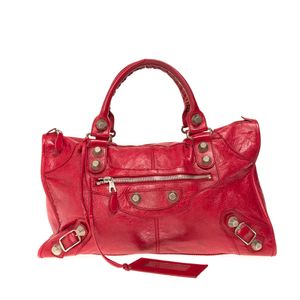Bolsa Balenciaga Motocross Couro Vermelha