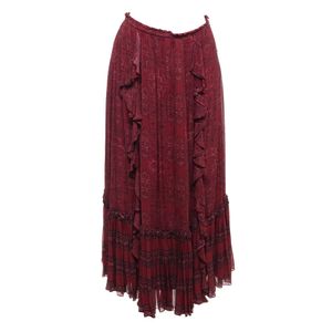 Saia Cris Barros Midi Viscose Vermelha Estampada
