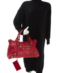 Bolsa Balenciaga Motocross Couro Vermelha