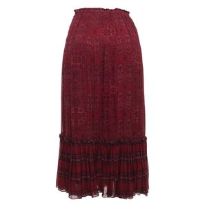 Saia Cris Barros Midi Viscose Vermelha Estampada