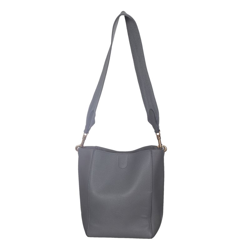 Bolsa-Celine-Seau-Sangle-Bucket-Couro-Cinza