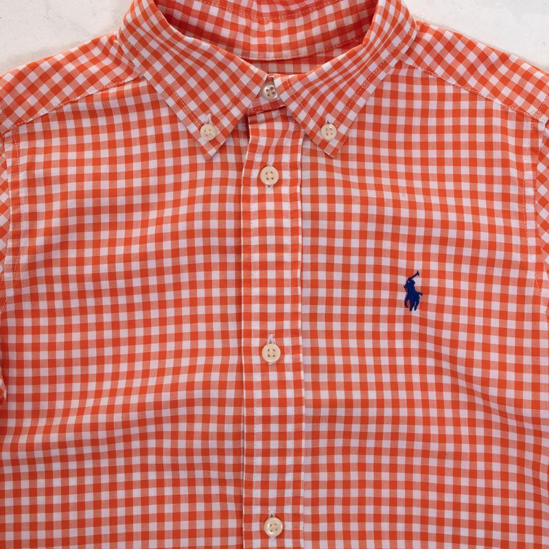 Camisa-Ralph-Lauren-Infantil-Xadrez-Laranja