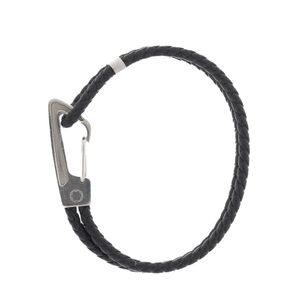Pulseira Montblanc Couro e Aço Preta