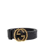 Cinto-Gucci-GG-Interlocking-Guccissima-Preto
