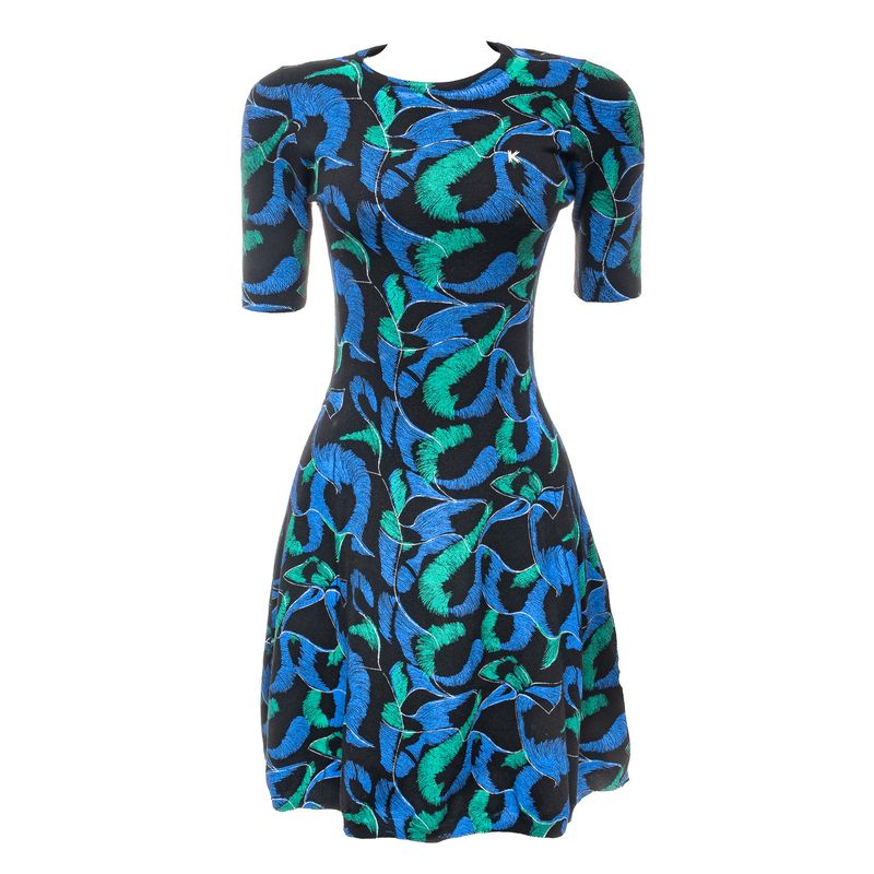 Vestido-Kenzo-La-Preto-Estampa-Azul-e-Verde