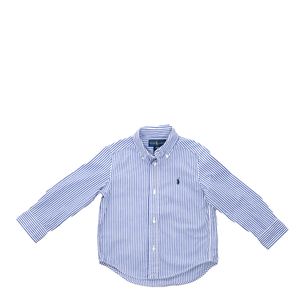 Camisa Ralph Lauren Infantil Listarda Azul Escuro e Branca
