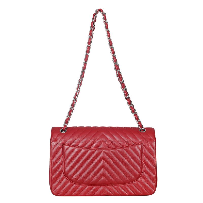 Bolsa-Chanel-Double-Flap-Caviar-Vermelha-