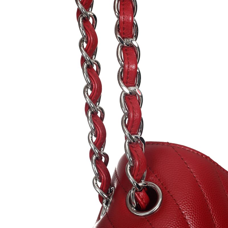 Bolsa-Chanel-Double-Flap-Caviar-Vermelha-