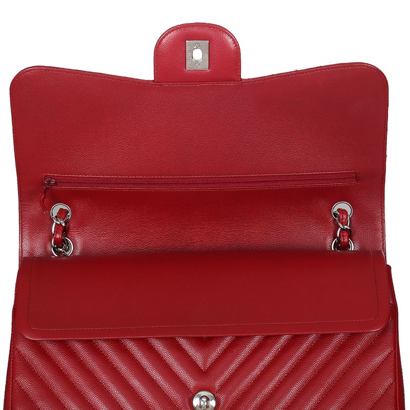 Bolsa-Chanel-Double-Flap-Caviar-Vermelha-