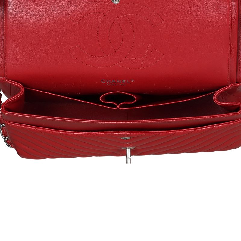 Bolsa-Chanel-Double-Flap-Caviar-Vermelha-