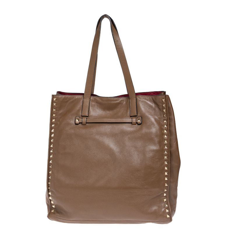 Bolsa-Valentino-Garavani-Rockstud-Couro-Marrom
