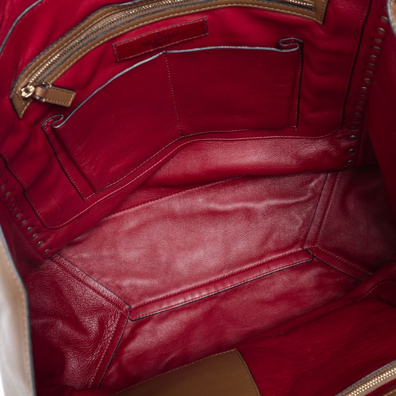 Bolsa-Valentino-Garavani-Rockstud-Couro-Marrom