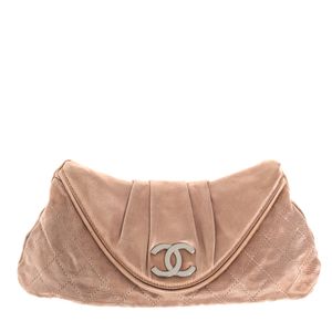 Bolsa Chanel Clutch Moon CC Bege