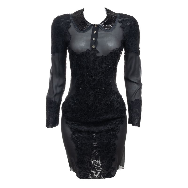 Vestido-Emilio-Pucci-Renda-e-Borado-Preto