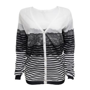 Conjunto Blumarine Cardigan e Blusa Preto e Branco