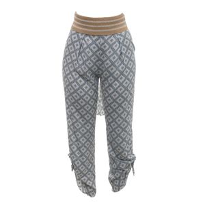 Calça Cris Barros Malha Estampada Branca e Azul