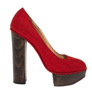 Sapato Charlotte Olympia Tecido Vermelho