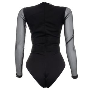 Body BoBô Samantha Tule Manga Longa Preto