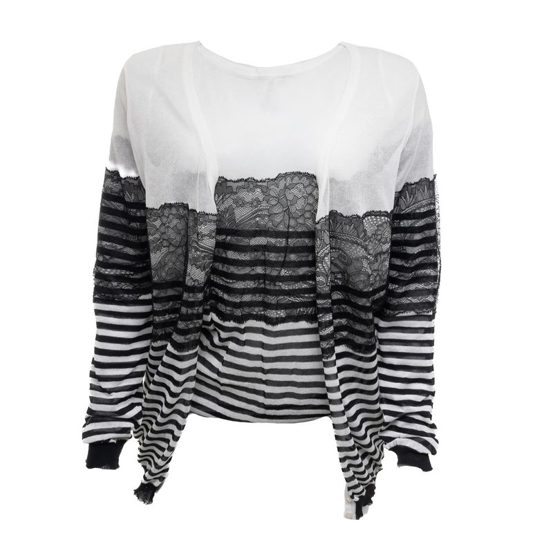 Conjunto-Blumarine-Cardigan-e-Blusa-Preto-e-Branco