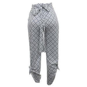 Calça Cris Barros Malha Estampada Branca e Azul