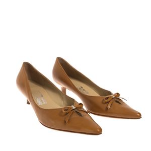 Sapato Salvatore Ferragamo Laço Couro Caramelo