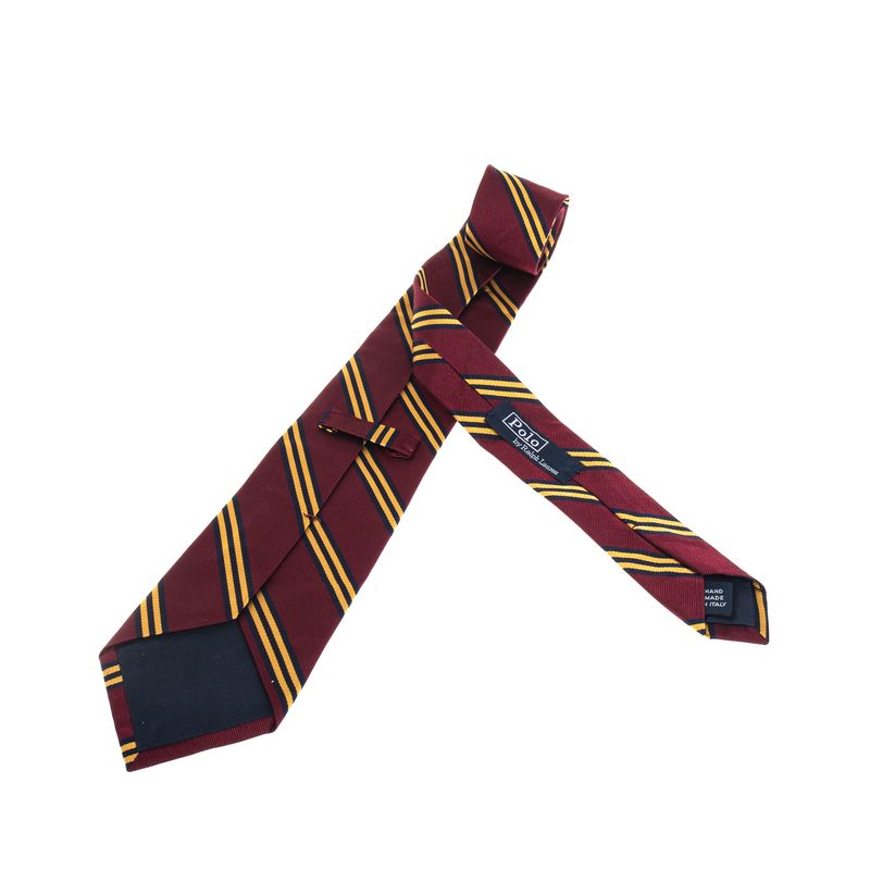 Gravata-Polo-Ralph-Lauren-Seda-Listrada-Bordo-Amarela-e-Azul