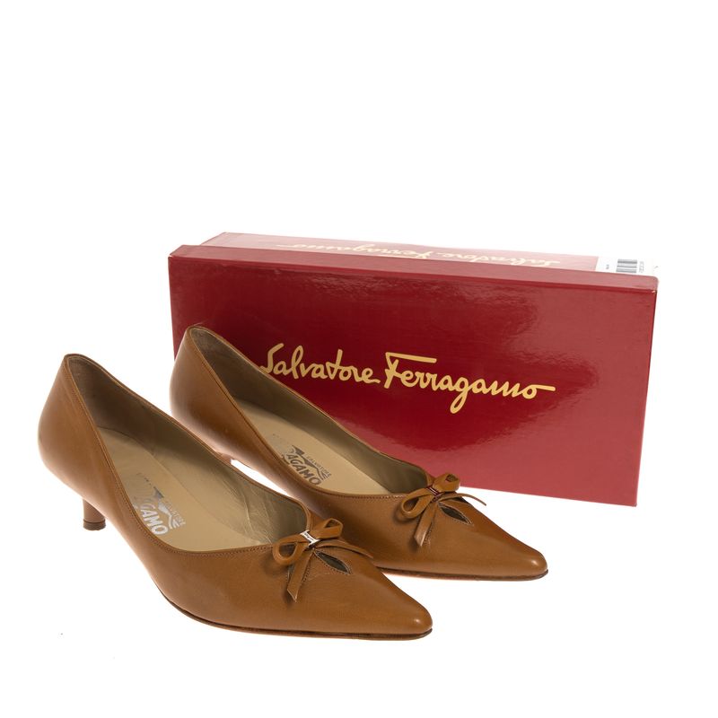 Sapato-Salvatore-Ferragamo-Laco-Couro-Caramelo
