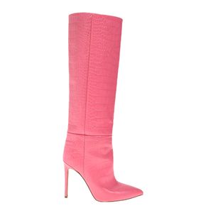 Bota Paris Texas Couro Texturizado Rosa