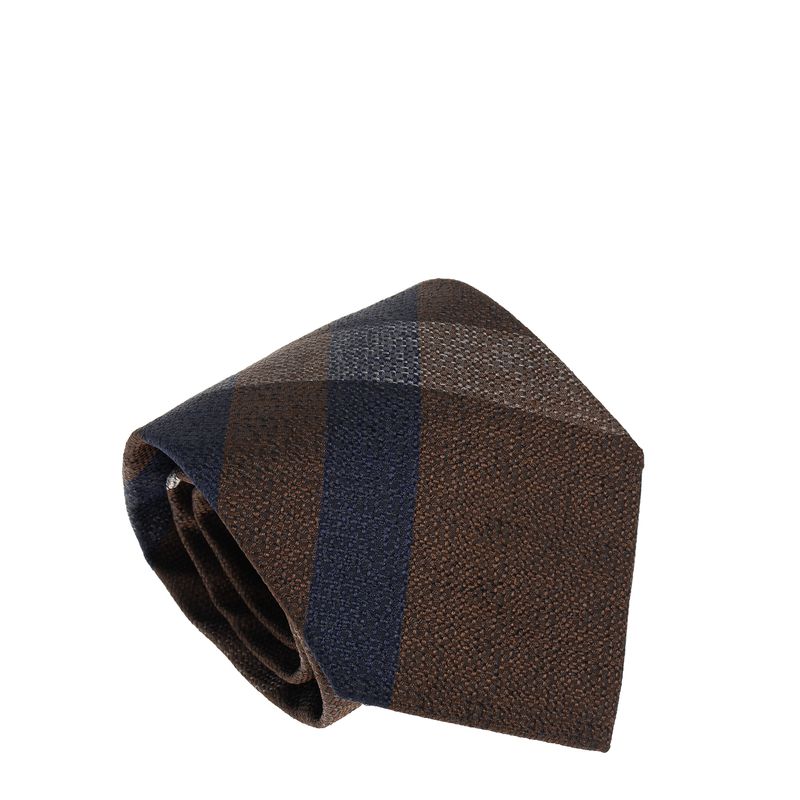 Gravata-Burberry-Seda-Xadrez-Marrom-e-Azul