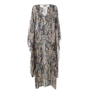 Kaftan Adriana Degreas Estampa Azul e Bege
