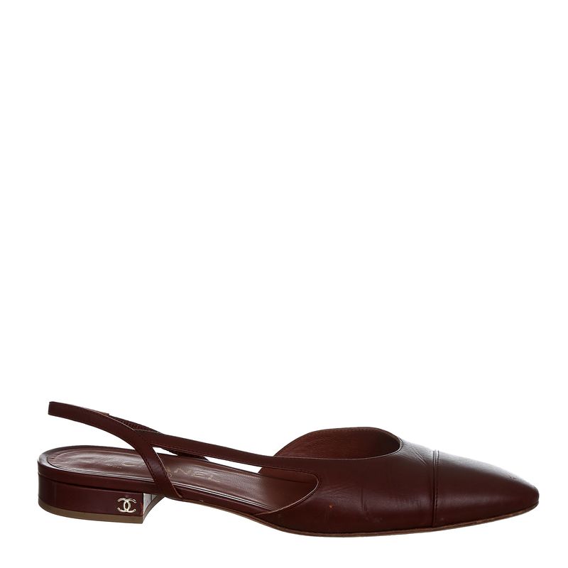 Sapato-Slingback-Chanel-Couro-Bordo