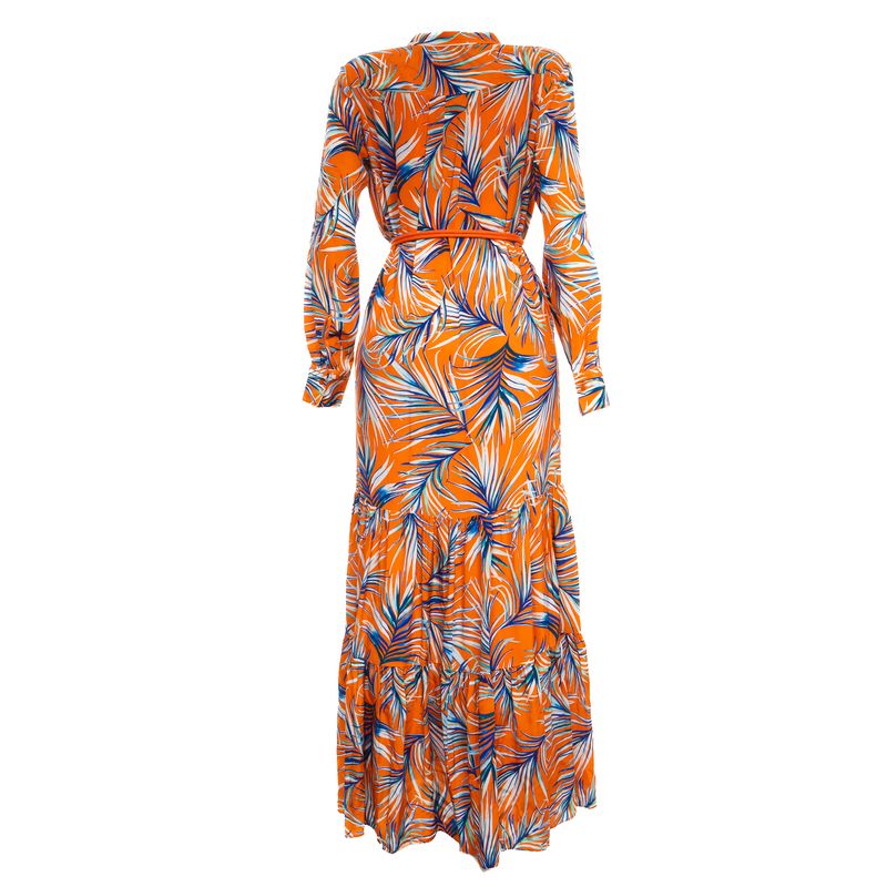 Vestido-Hugo-Boss-Longo-Estampado-Laranja