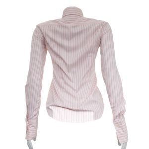 Camisa Ralph Lauren Babado Listrada Rosa e Branca