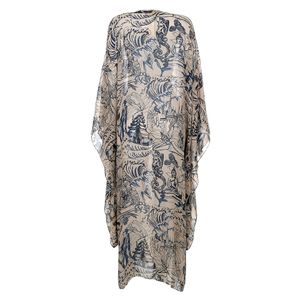 Kaftan Adriana Degreas Estampa Azul e Bege