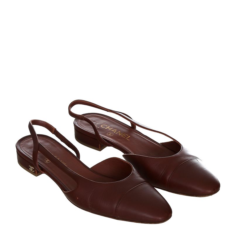Sapato-Slingback-Chanel-Couro-Bordo