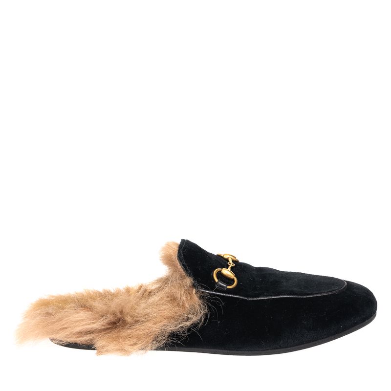 Mule-Gucci-Princetown-Pelos-Veludo-Preto